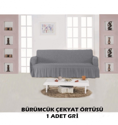 BÜRÜMCÜK KOLTUK ÖRTÜSÜ - 1 ADET ÜÇLÜ ÇEKYAT İÇİN - GRİ 