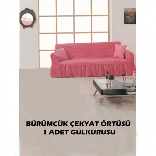 BÜRÜMCÜK KOLTUK ÖRTÜSÜ - 1 ADET ÜÇLÜ ÇEKYAT İÇİN - GÜL KURUSU