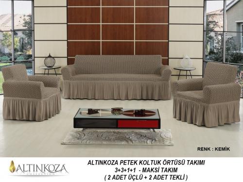 ALTINKOZA KOLTUK ÖRTÜSÜ - MAKSİ ÇEKYAT TAKIMLARI İÇİN - 3+3+1+1 - KEMİK